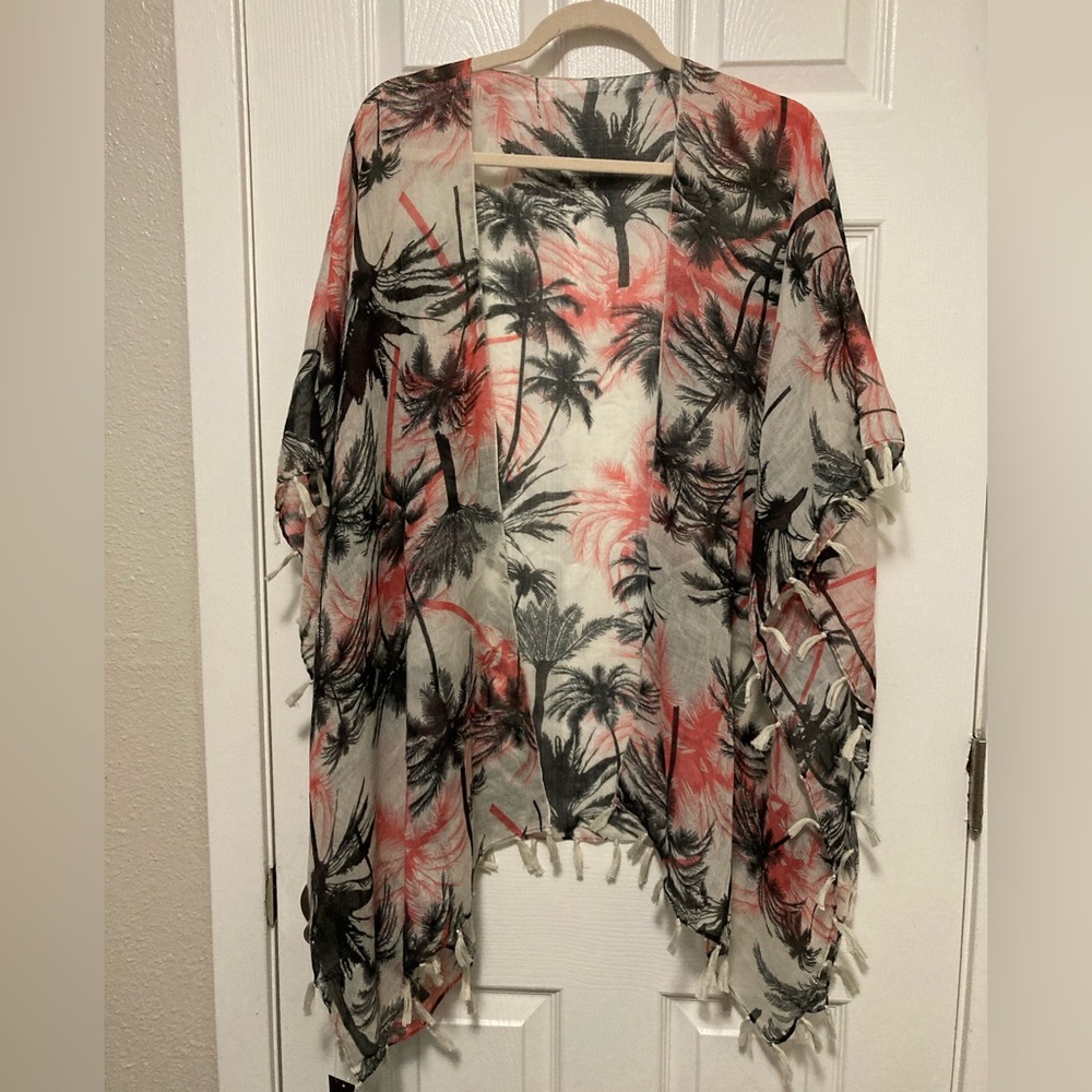 *Mahina Hawaii Boutique New Tropical Palm Print Kimono Swim Cover Up #F